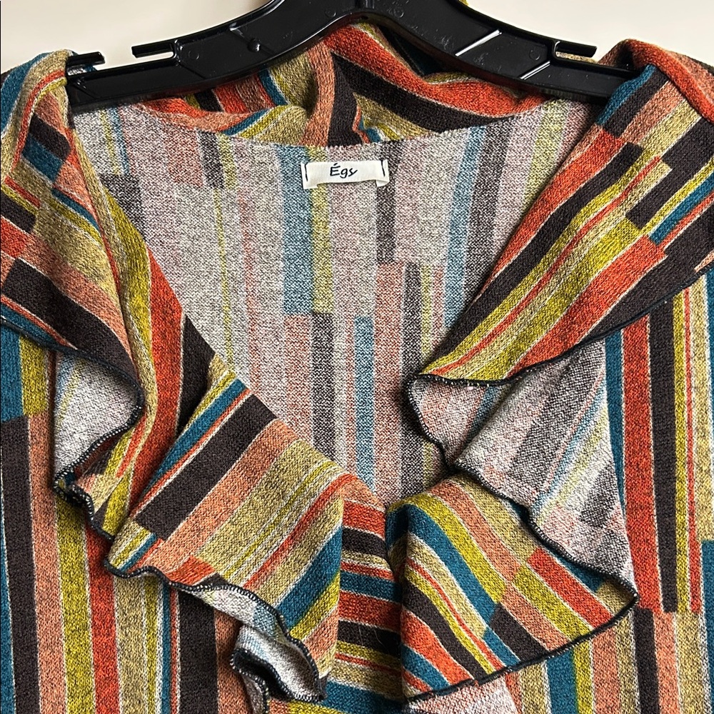 Colorful Striped Ruffle Dress 3X
